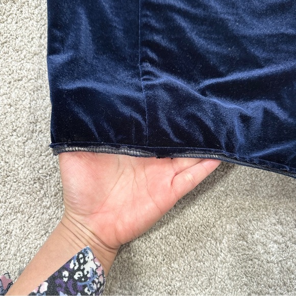 Misa Los Angles Dita Velvet Top Puffed Longsleeve Mock Neck Whimsigoth in Navy M - Picture 15 of 16